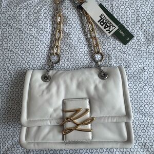 Karl Lagerfeld Shoulder Bag in White and Gold